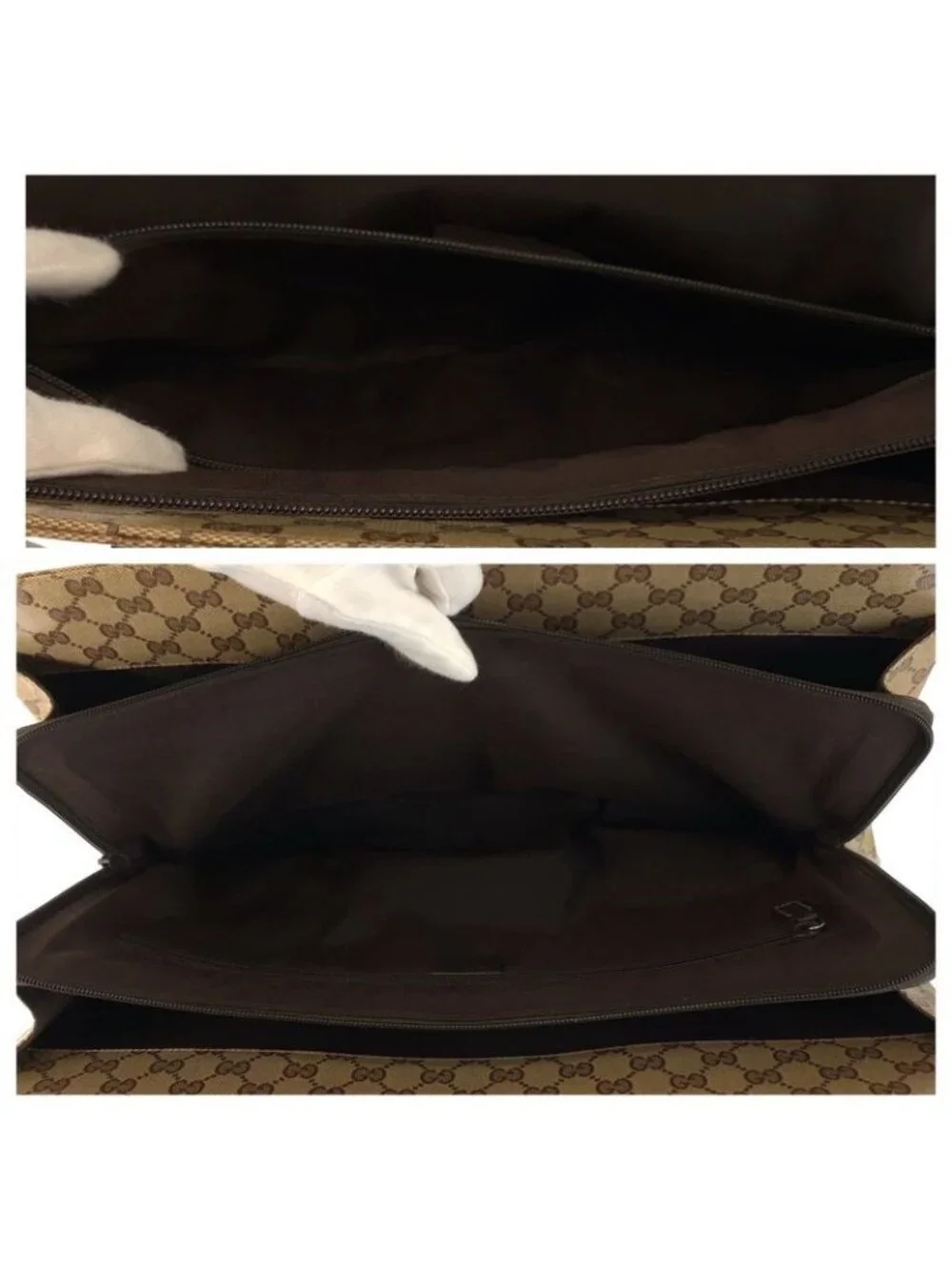 Gucci GG Crystal Beige Dark Brown Business Bag